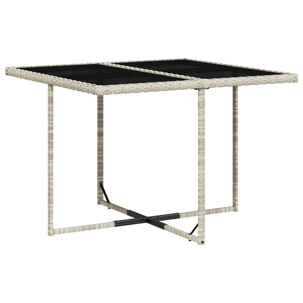 vidaXL Matgrupp f&ouml;r tr&auml;dg&aring;rden med dynor 9 delar ljusgr&aring; konstrotting