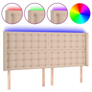 vidaXL S&auml;nggavel LED cappuccino 203x16x118/128 cm konstl&auml;der