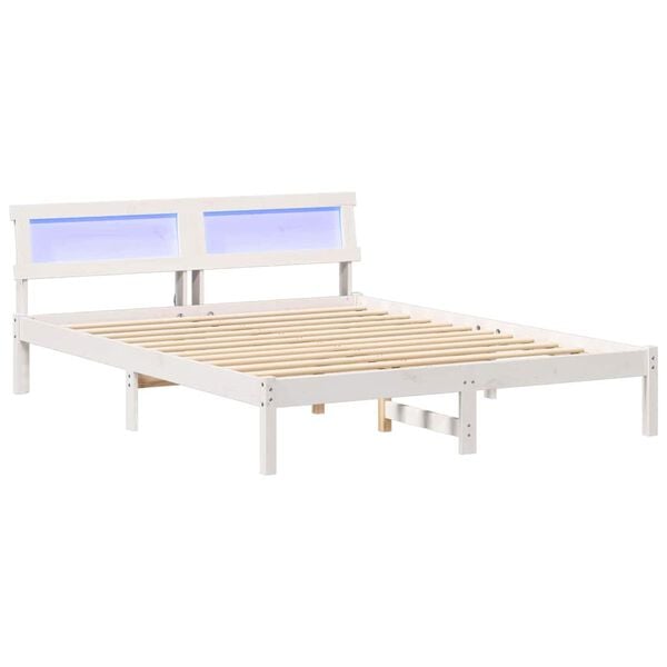 vidaXL S&auml;ngram med huvudgavel Vit 160 x 200 cm Massiv furu