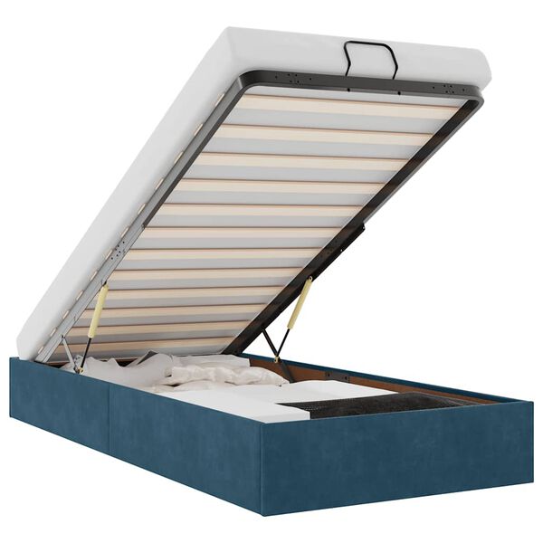 vidaXL Ottoman s&auml;ngram utan madrass m&ouml;rkbl&aring; 90x200 cm sammet