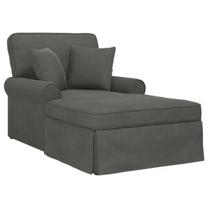 vidaXL Chaise Lounge med Kjol 3 st M&ouml;rkgr&aring; Kordread tyg