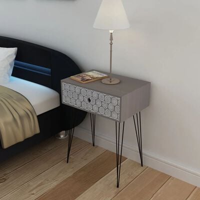 vidaXL Sängbord med låda 2 st grå