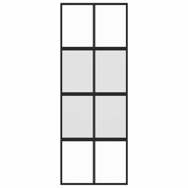 vidaXL Skjutd&ouml;rr svart 76x205 cm h&auml;rdat glas och aluminium