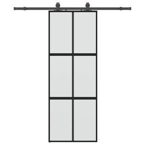 vidaXL Skjutd&ouml;rr med beslag svart 76x205 cm h&auml;rdat glas
