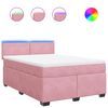 vidaXL Rams&auml;ng med madrass rosa 160x200 cm sammet