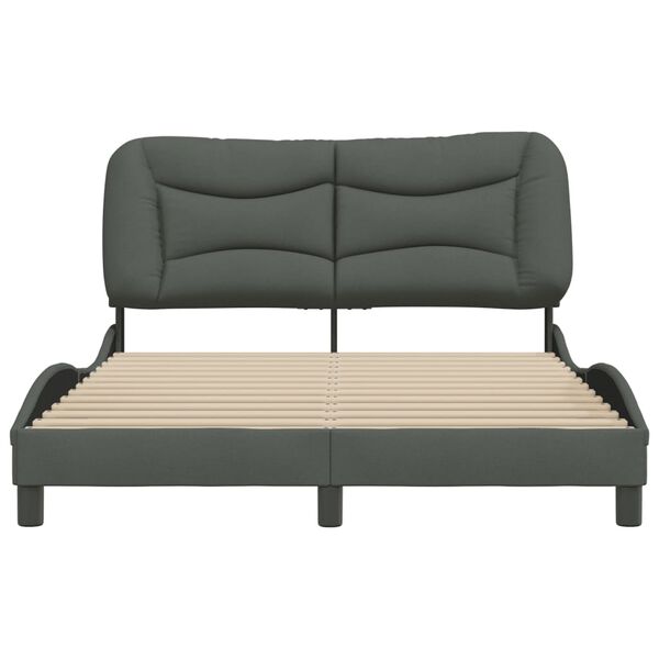 vidaXL Bed Frame without Mattress "Hvar" Dark Grey 140x200 cm Fabric