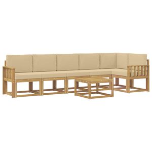 vidaXL Utomhussoffset med kudde 7 pcs Vit och Beige Polyester