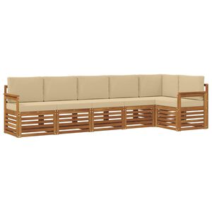 vidaXL Sektionsoffgrupp 6 pcs Naturlig och Beige Massivt Akaciatr&auml;