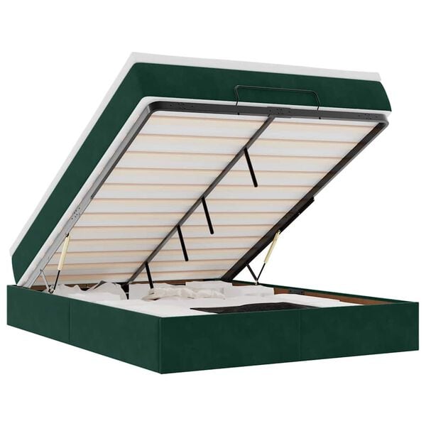 vidaXL Ottoman s&auml;ngram med madrass m&ouml;rkgr&ouml;n 140x190 cm sammet