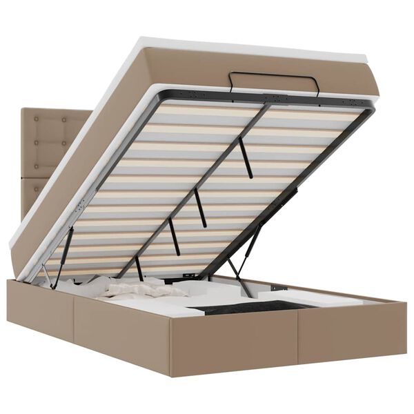 vidaXL Ottoman s&auml;ngram med madrass cappuccino 120x190 cm konstl&auml;der