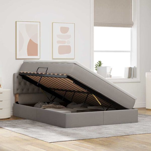 vidaXL F&ouml;rvaringss&auml;ng med madrass Taupe 140 x 200 cm Konstruerat tr&auml;