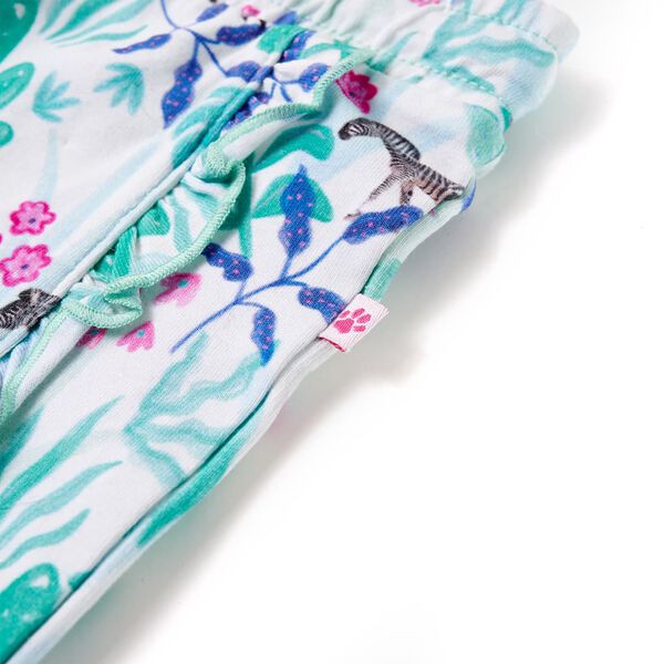 Barnshorts med snöre ecru och mörk mintgrön 128