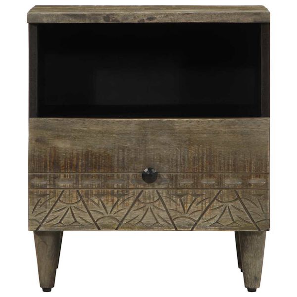 vidaXL S&auml;ngbord 2 st ljusgr&aring; 40x33x46 cm massivt tr&auml; mango