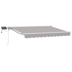 vidaXL Manuell markisram med LED-lampor Ljusgr&aring; och vit. 2,5 x 2 m