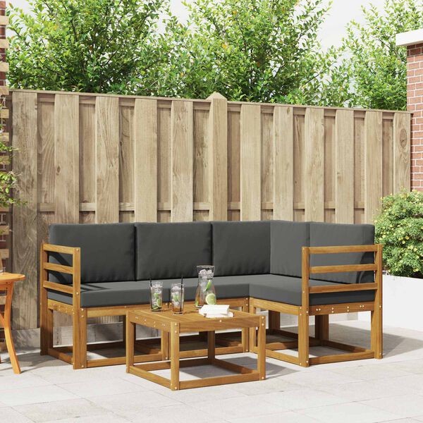 vidaXL Utomhussoffset med kudde 5 pcs Naturlig och Antracit