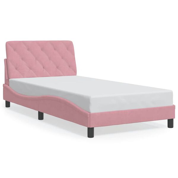vidaXL Bed Frame without Mattress Pink 100x200 cm Velvet