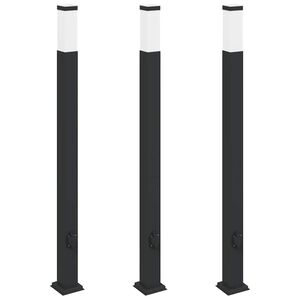 vidaXL Pollare med uttag 3 st 110 cm svart IP44