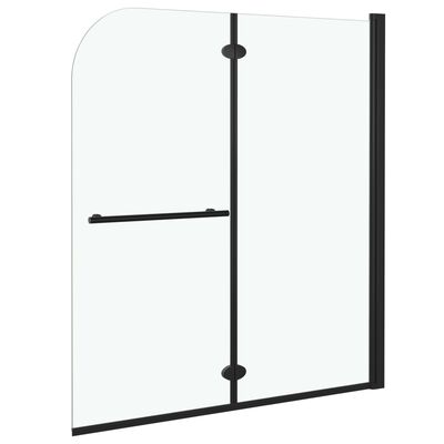 vidaXL Duschvägg fällbar 2 paneler ESG 120x140 cm svart