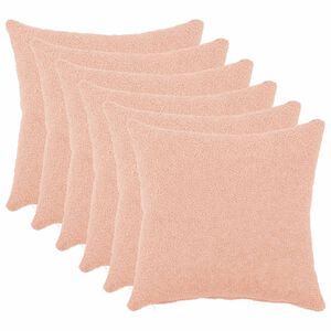vidaXL Kudd&ouml;verdrag 6 st HEERLEN Rosa 30 x 30 cm Boucl&eacute;