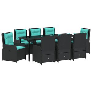 vidaXL Tr&auml;dg&aring;rdsm&ouml;belset 9 st Svart Poly rattan
