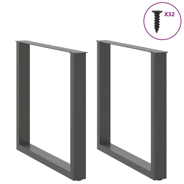 vidaXL Matbordsben U-formade 2 st antracit 90x(72-73) cm stål