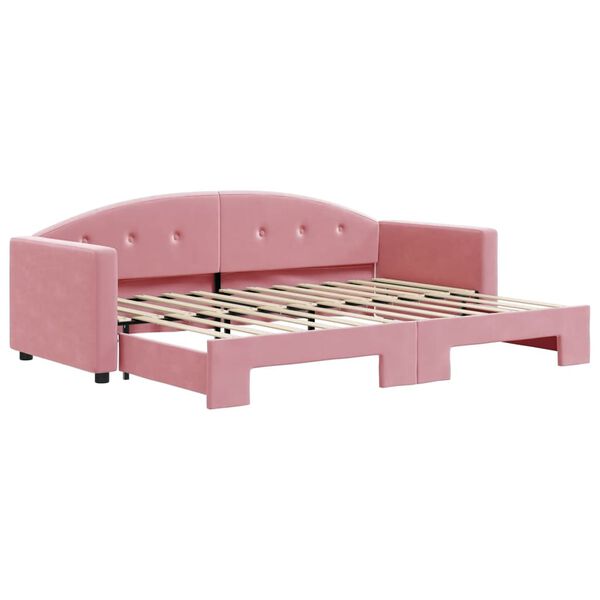 vidaXL Dagb&auml;dd utdragbar rosa 80x200 cm sammet