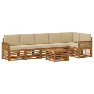 vidaXL Sektionsoffgrupp 6 pcs Naturlig Massivt akaciatr&auml; och polyester