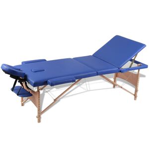 vidaXL Hopf&auml;llbar massageb&auml;nk med 3 sektioner tr&auml;ram bl&aring;