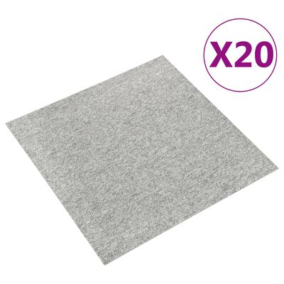 vidaXL Textilplattor 20 st 5 m² 50x50 cm ljusgrå