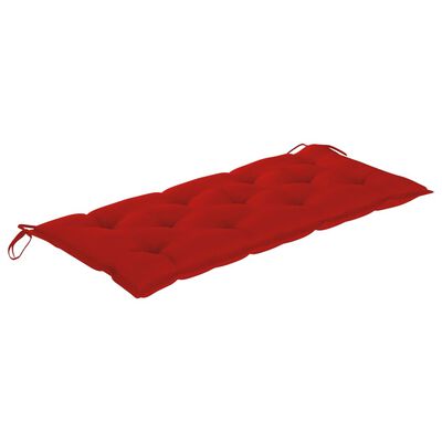 vidaXL Gungbänk med röd dyna 120 cm massiv teak
