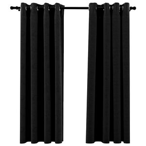 vidaXL M&ouml;rkl&auml;ggningsgardin linnelook 2 st antracit 140x175cm