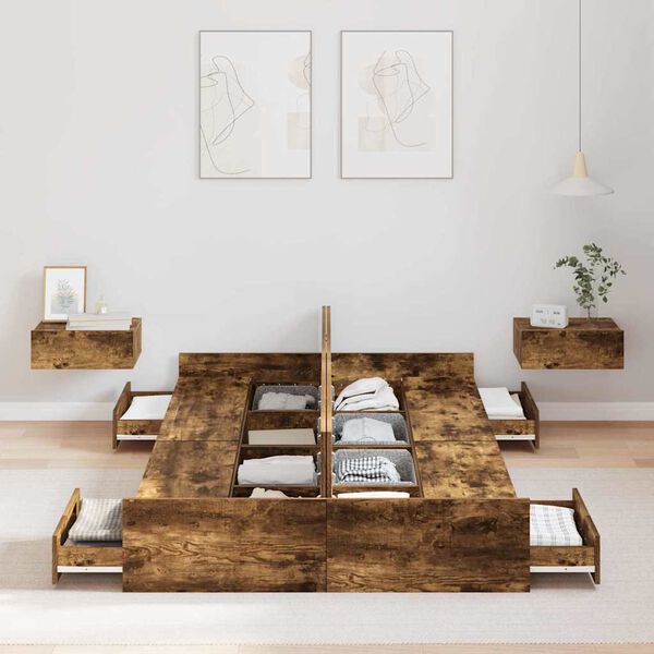 vidaXL F&ouml;rvaringss&auml;ngram med l&aring;da R&ouml;kt ek 120 x 200 cm Konstruerat tr&auml;