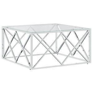 vidaXL Soffbord 80x80x40 cm rostfritt st&aring;l och glas