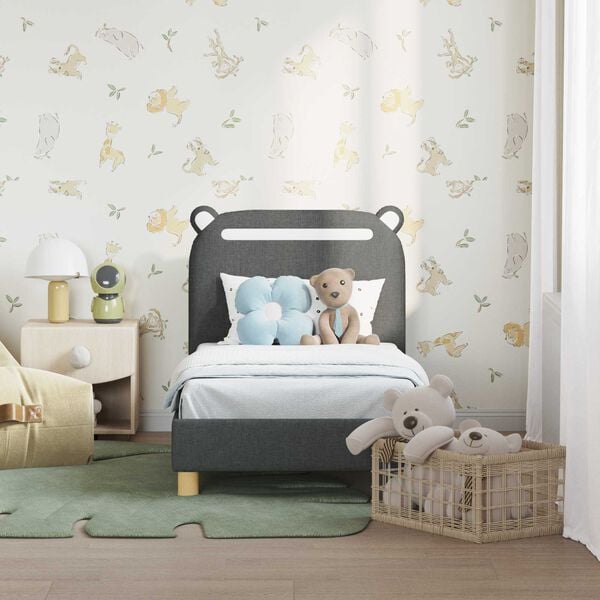 vidaXL Sängram för småbarn med huvudgavel Mörkgrå 70 x 140 cm tyg