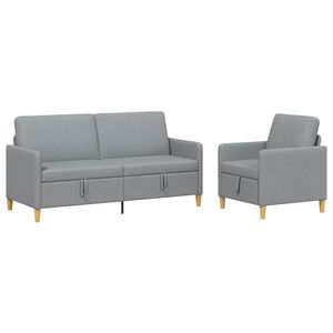 vidaXL Soffgrupp med f&ouml;rvaring 2 st Ljusgr&aring; Polyester
