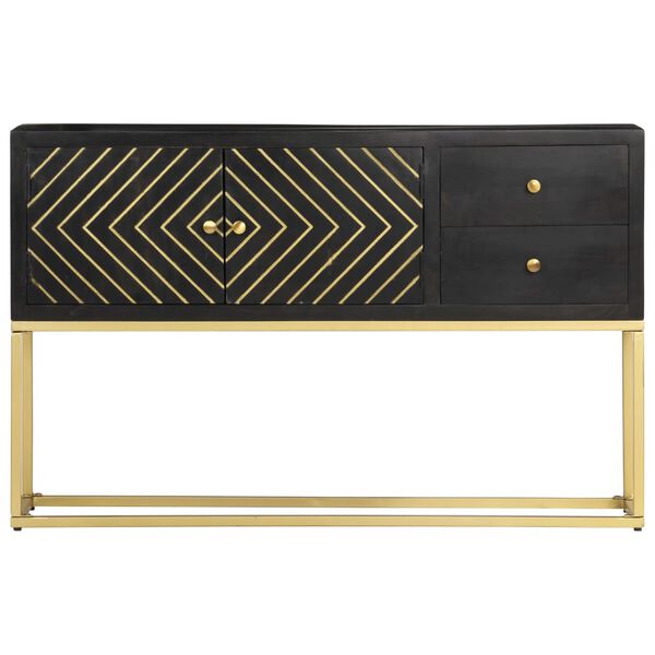 vidaXL Skänk svart och guld 120x30x75 cm massivt mangoträ