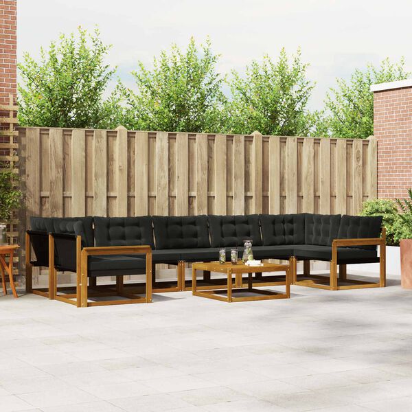 vidaXL Utomhussoffset med kudde 8 pcs Naturlig och svart