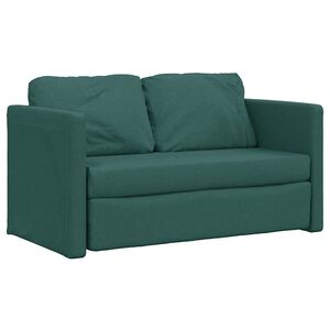 vidaXL Golvb&auml;ddsoffa 2-i-1 m&ouml;rkgr&ouml;n 112x174x55 cm tyg
