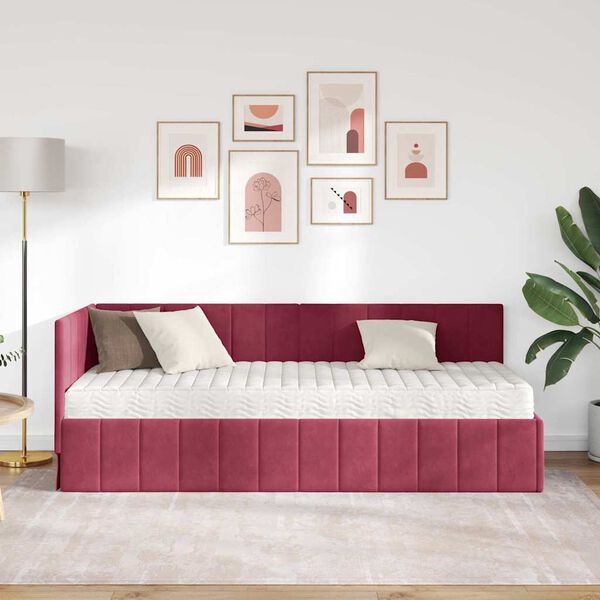 vidaXL H&ouml;rn S&auml;ngram med Madrass med huvudgavel 2 pcs Gr&ouml;n Sammet