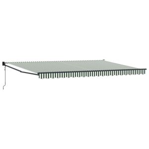 vidaXL Utdragbar markis Gr&ouml;n och Vit 500 &times; 300 cm Polyester och metall