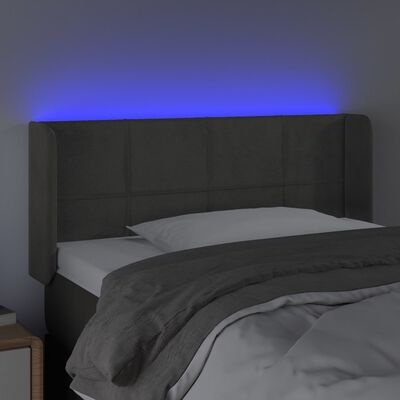 vidaXL Sänggavel LED mörkgrå 103x16x78/88 cm sammet