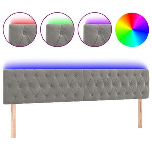 vidaXL S&auml;nggavel LED ljusgr&aring; 180x7x78/88 cm sammet