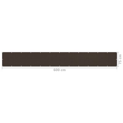 vidaXL Balkongskärm brun 75x600 cm HDPE