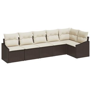 vidaXL Soffset med kudde 6 pcs Brun konstrotting