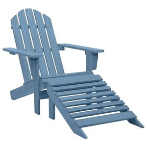 vidaXL Adirondackstol med fotpall massivt grantr&auml; bl&aring;