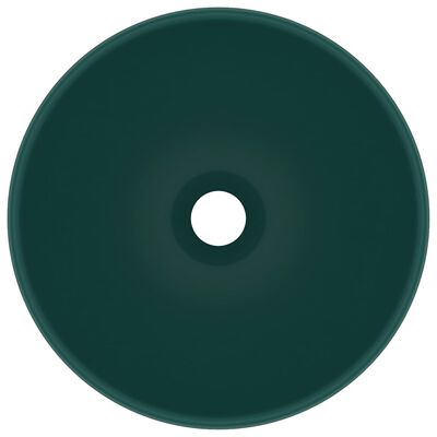 vidaXL Lyxigt runt handfat matt mörkgrön 32,5x14 cm keramik