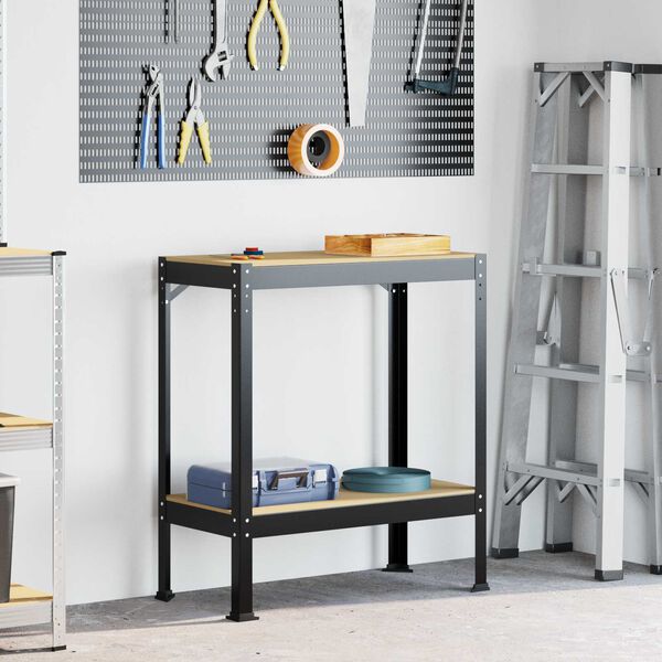 vidaXL Arbetsb&auml;nkar med hylla Svart 81 x 41 x 145 cm Konstruerat tr&auml;