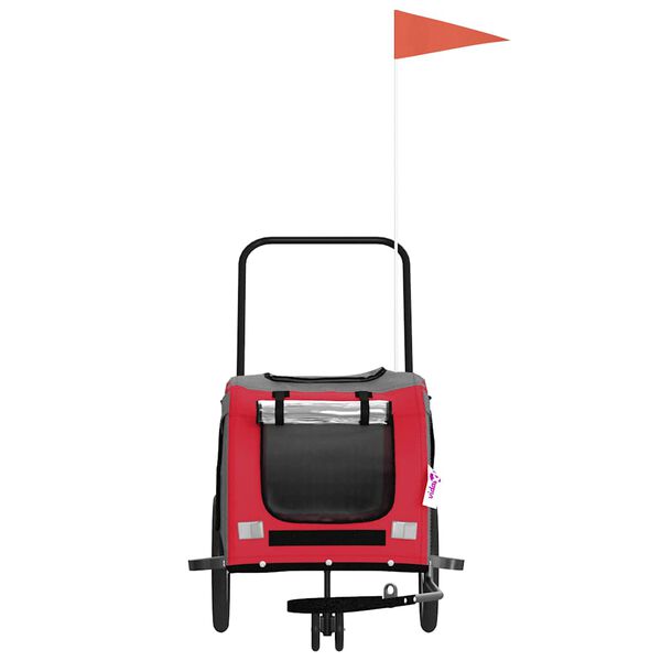 vidaXL Cykelvagn för djur röd och grå oxfordtyg och järn