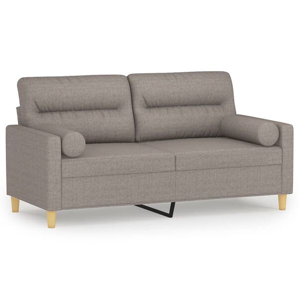 vidaXL 2-sits soffa med prydnadskuddar taupe 140 cm tyg
