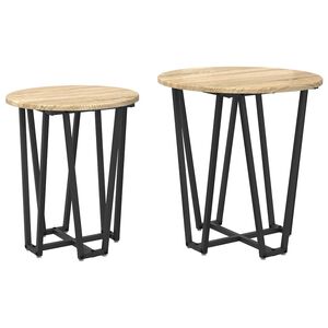 vidaXL Sidobordsset 2 pcs Sonoma Ek och Svart